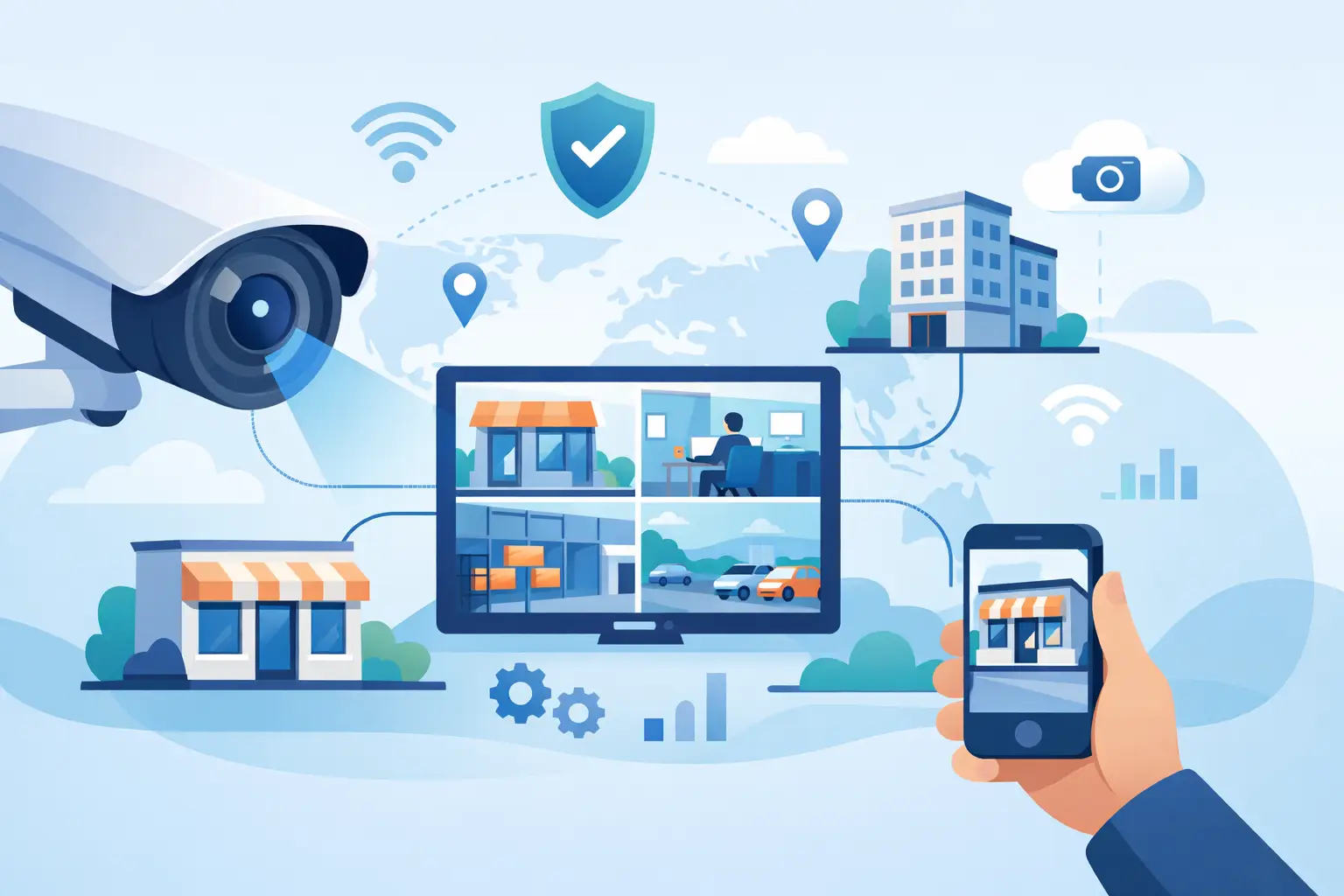 Beneficios de videovigilancia para múltiples sucursales